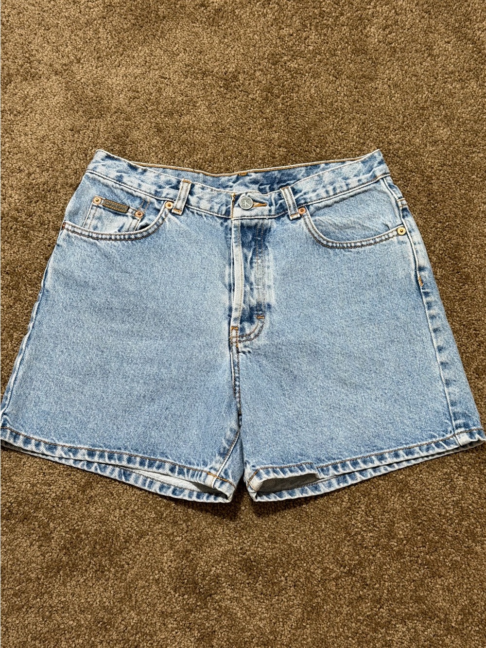 Calvin Klein Light Blue Denim High-Waist Shorts